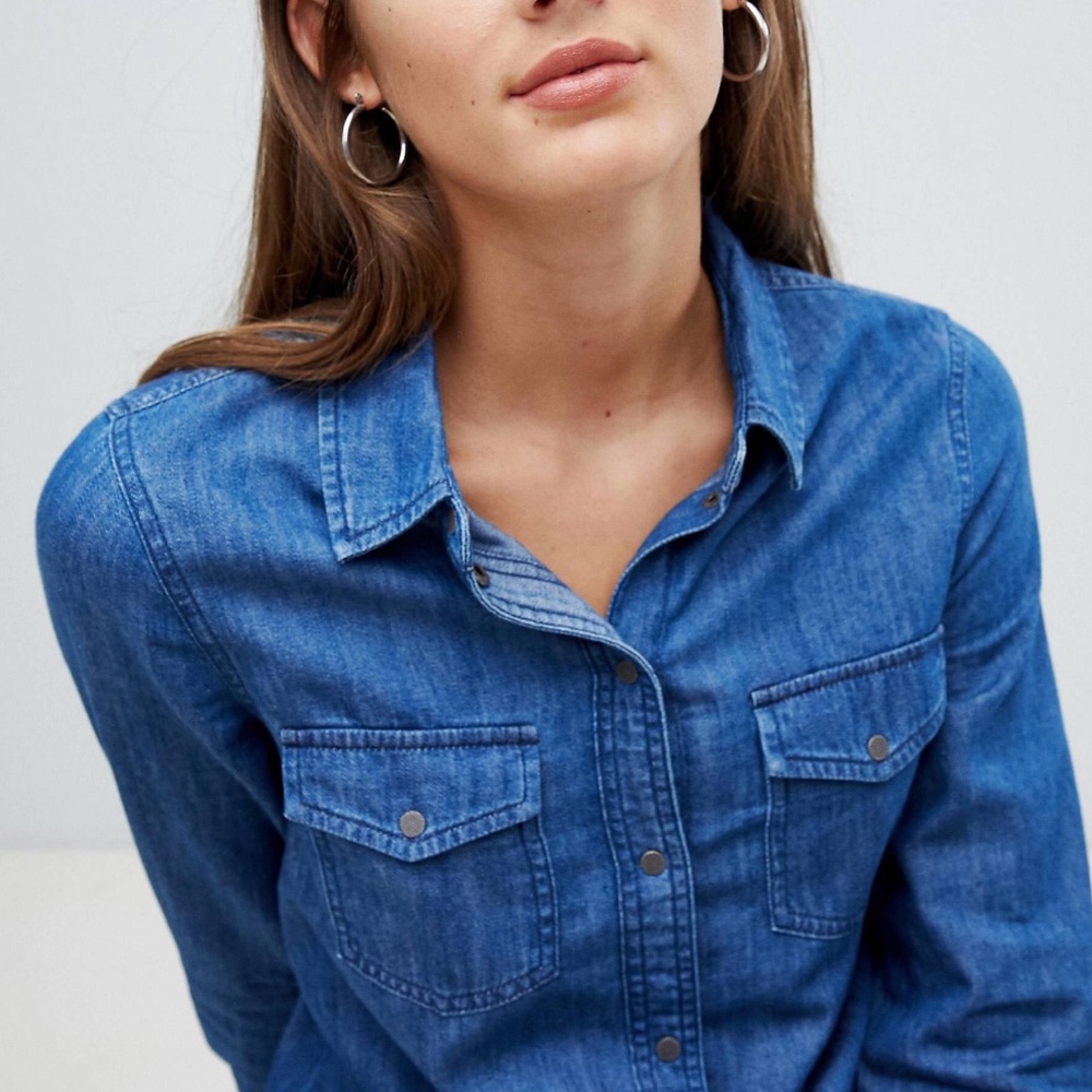 Noisy May Denim Button Down Shirt - Picture 2 of 4